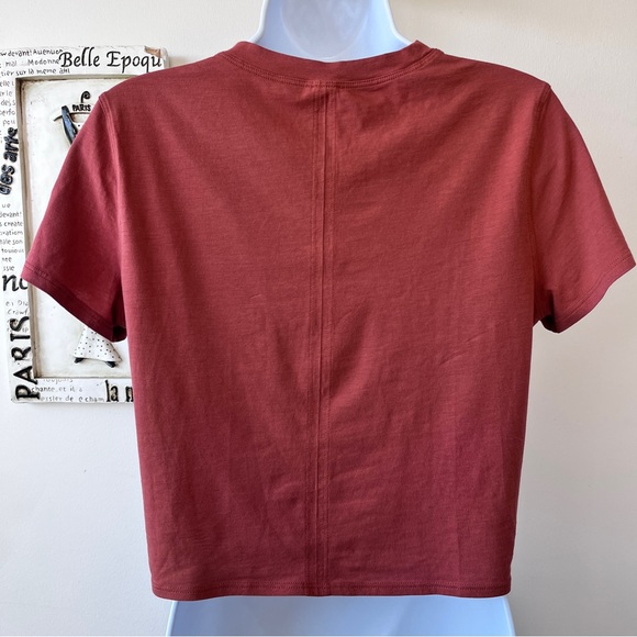 Lululemon Cotton Lycra Stretch Brick Short Sleeve Crop Tie Front Top - Picture 6 of 7